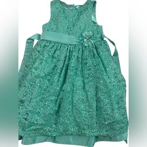 AMERICAN PRINCESS 6 ✨ sequined Elegant Green Lace Kids Dress great condition